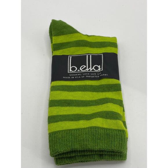 B.ELLA Women's Lime Green Striped Knit Cotton-Blend Tilly Crew Socks SZ OS - Picture 1 of 8